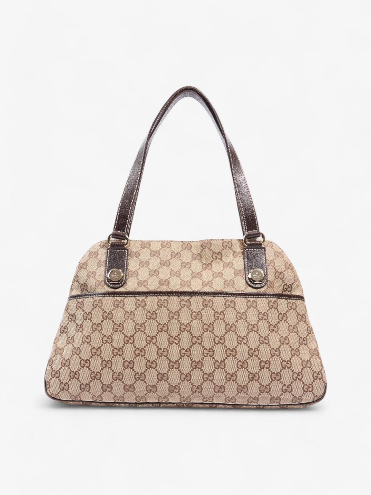 Gucci Charmy Front Pocket Shoulder Bag Supreme Canvas Brown