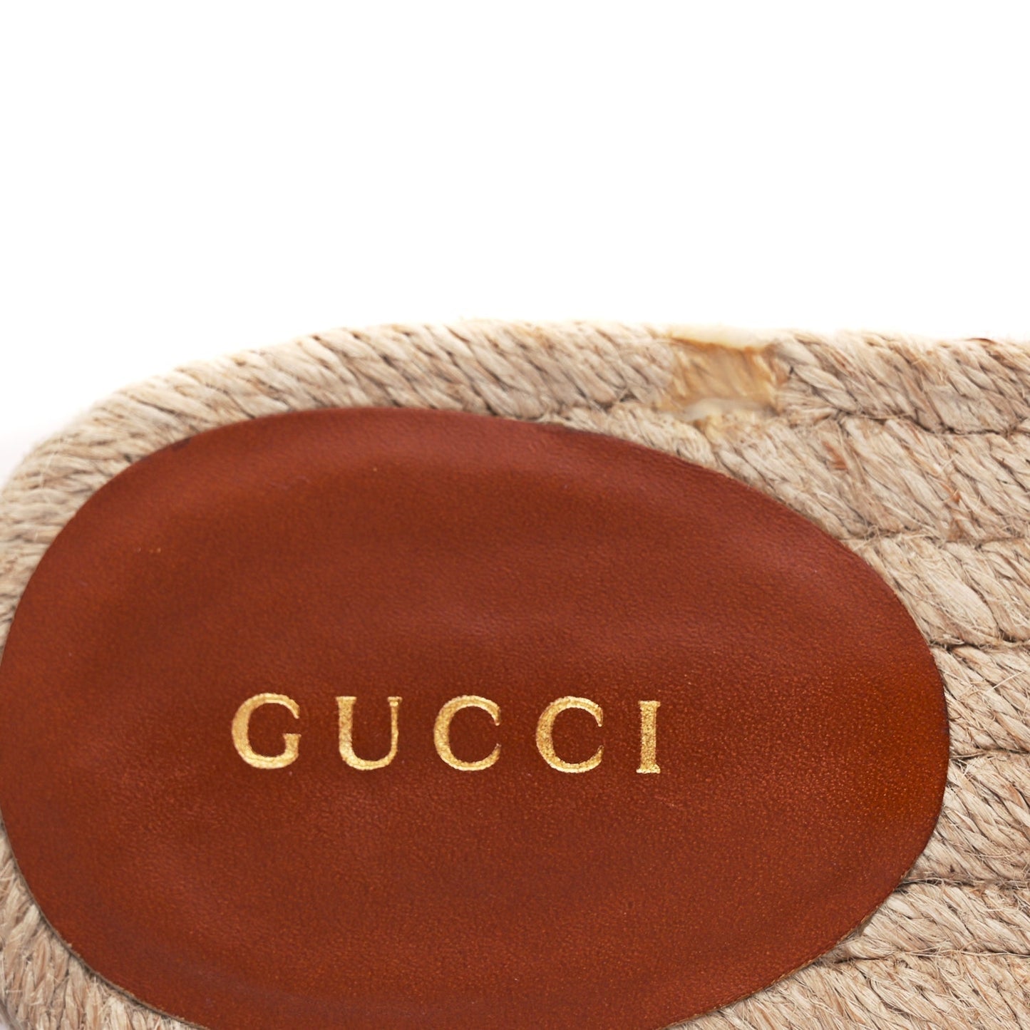 Gucci Raffia Interlocking G Flat Slide Espadrille Sandals 38.5 Harness Brown