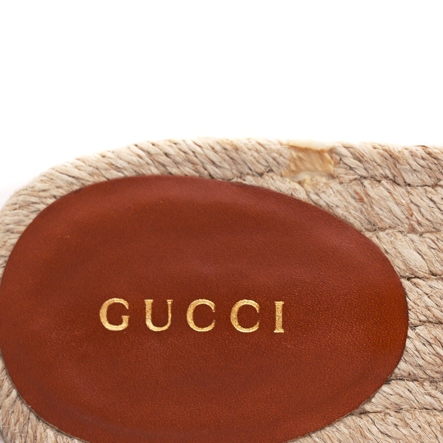 Gucci Raffia Interlocking G Flat Slide Espadrille Sandals 38.5 Harness Brown