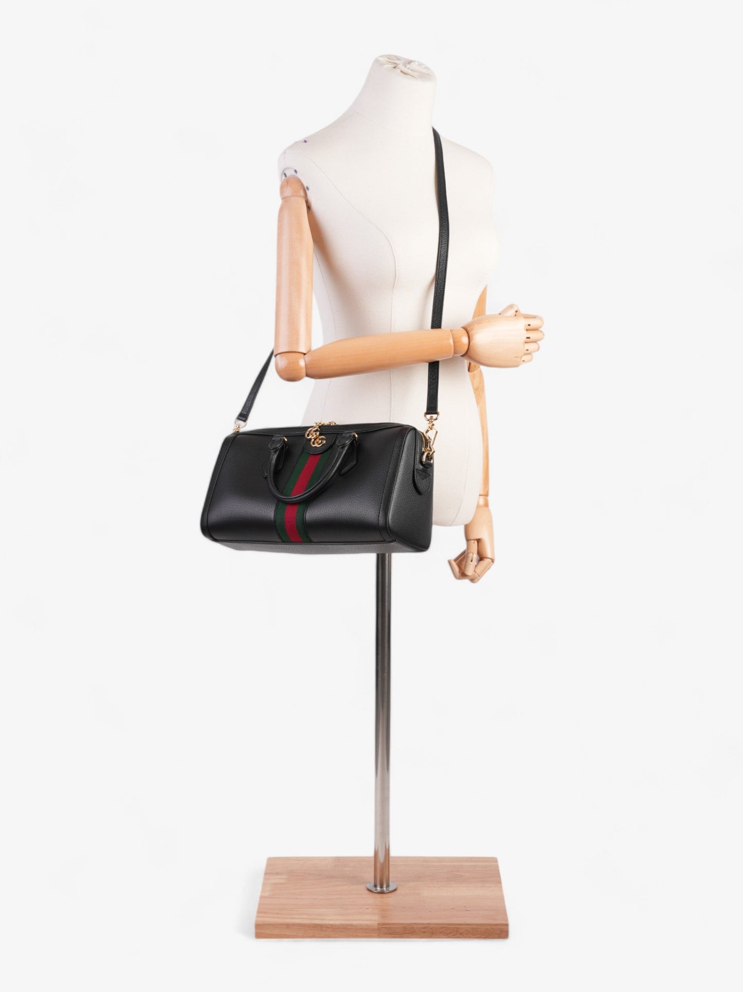 Gucci Ophidia Boston Bag Green Medium Leather Black Shoulder Bag