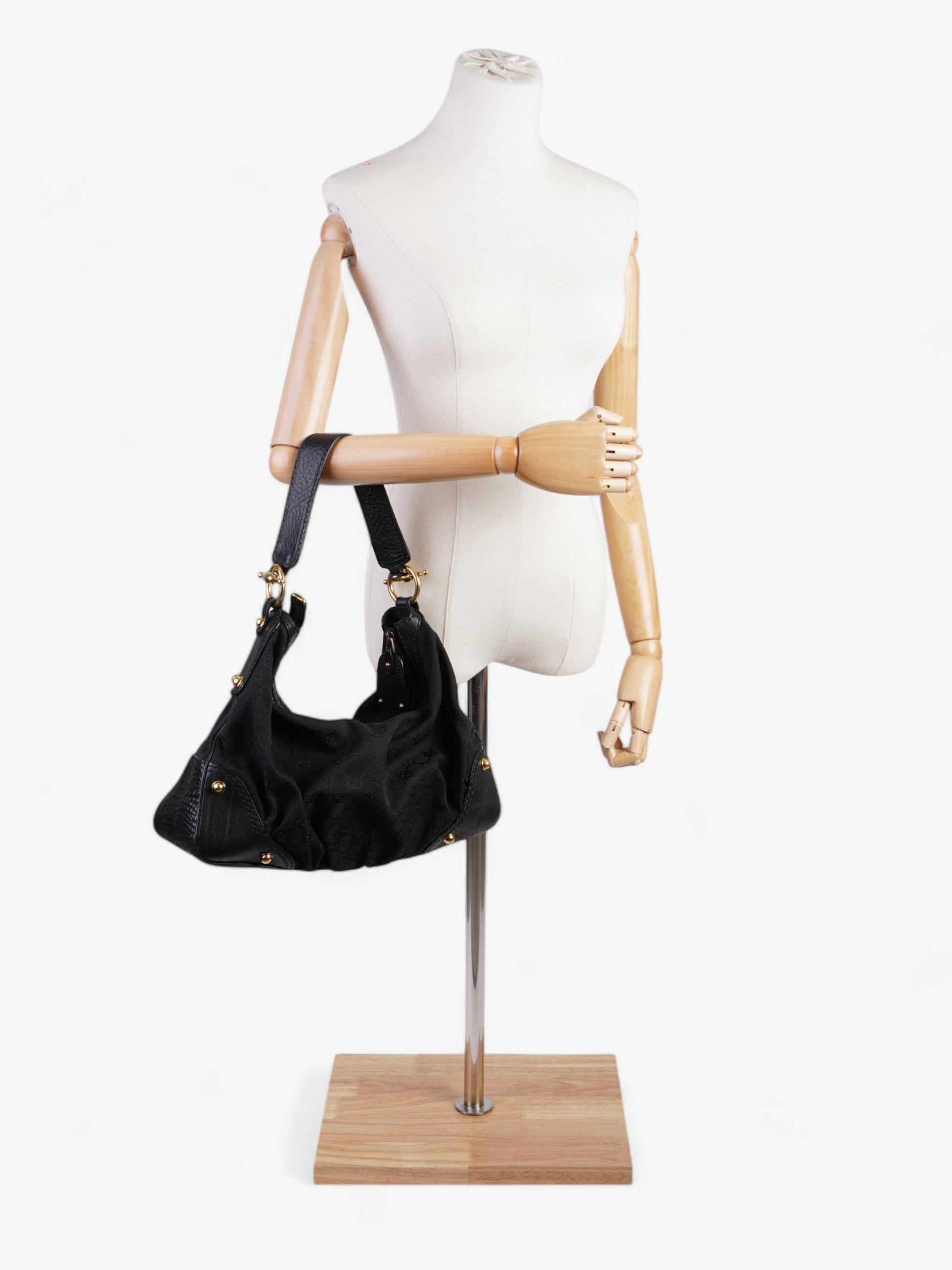 Gucci Jockey Hobo Supreme Canvas Black Shoulder Bag