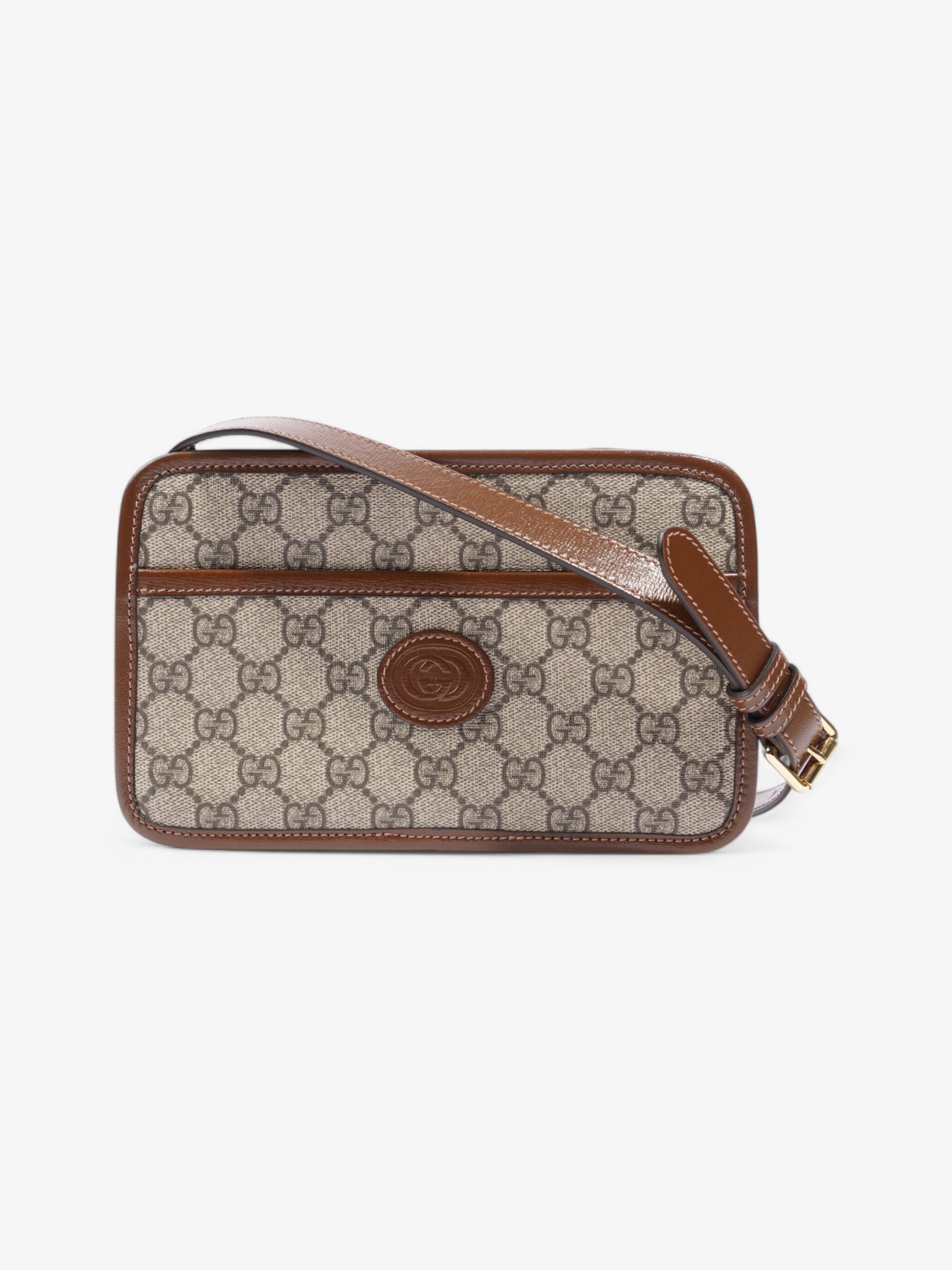 Gucci Interlocking Messenger Supreme Coated Canvas Brown Travel Bag