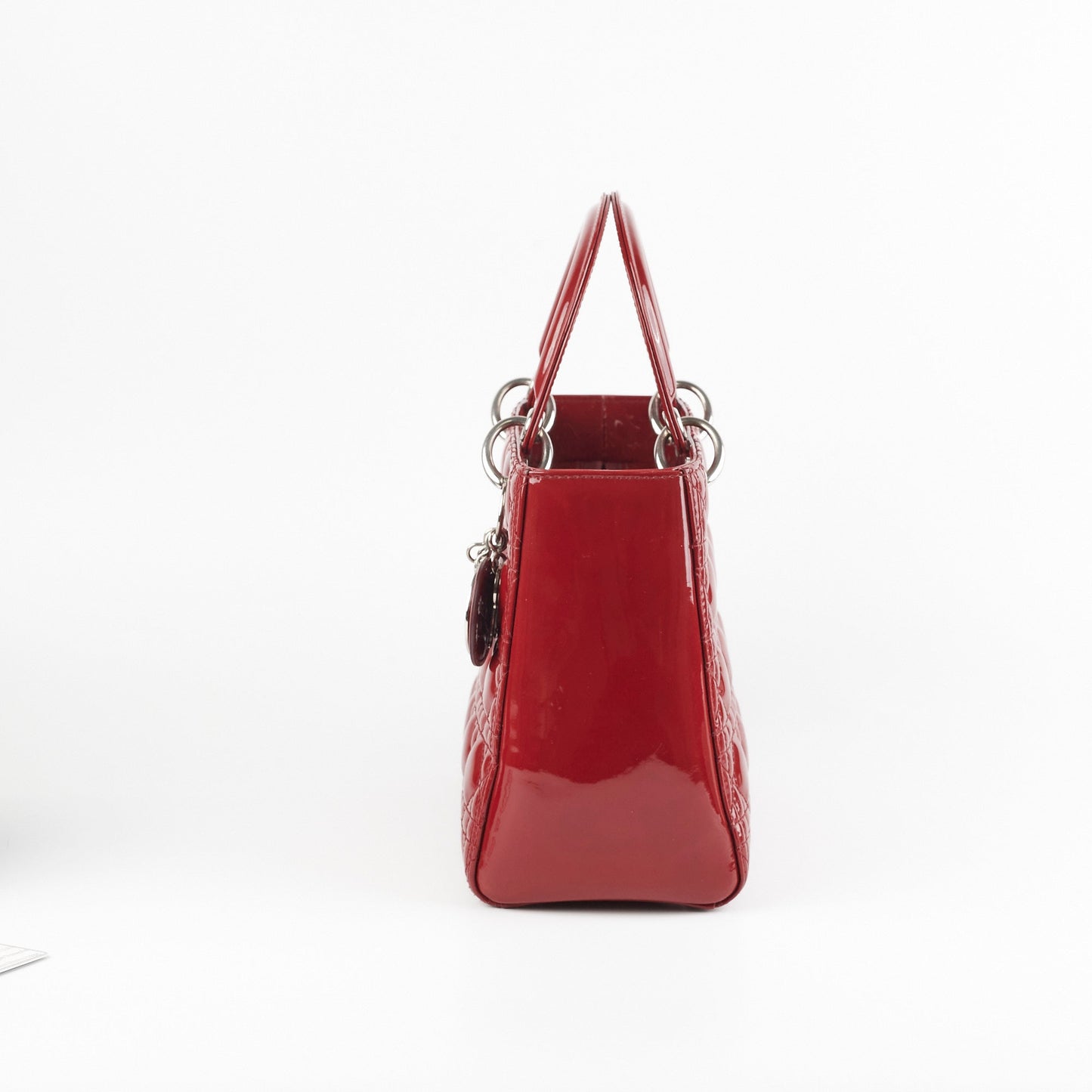 Dior Christian Lady Shoulder Bag Patent Red Medium