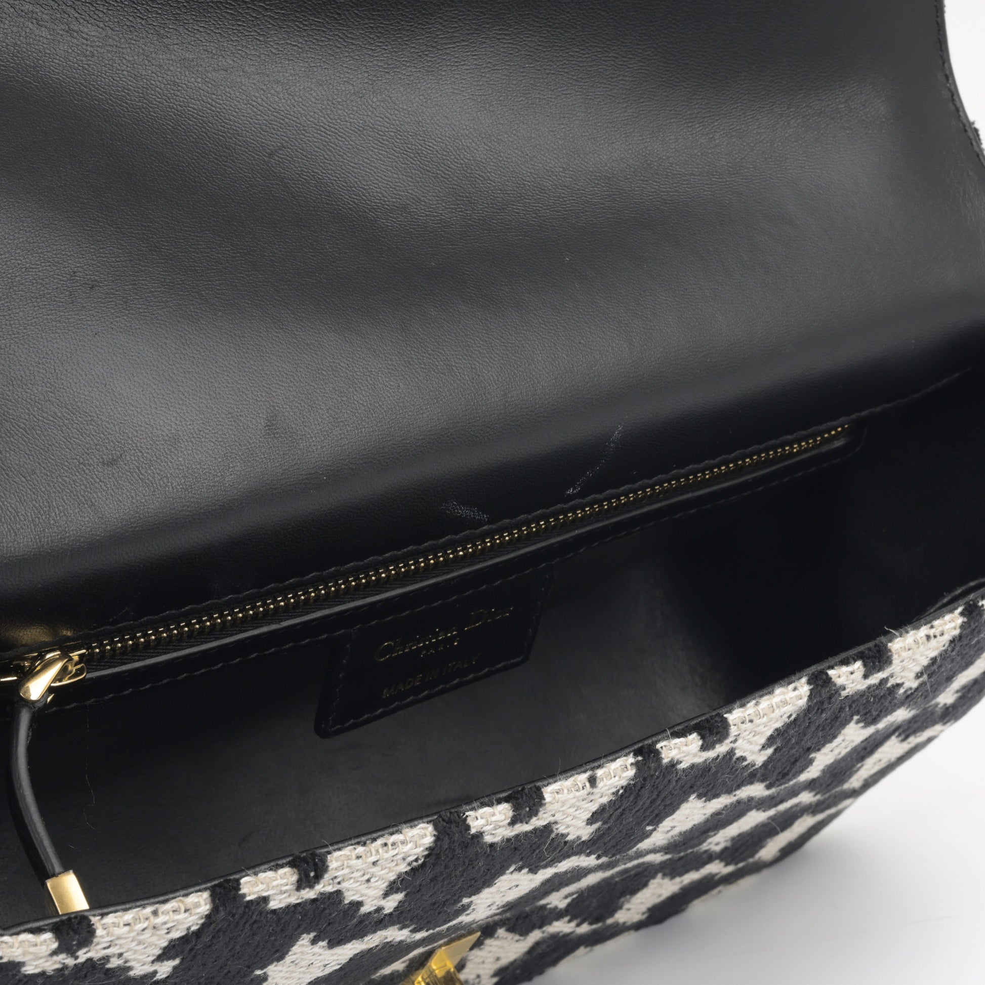 Dior Christian Caro Bag Medium Crossbody Bag White Houndsooth Tweed