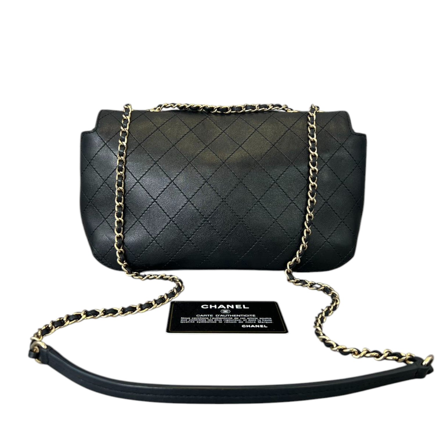 Chanel CC Stitched Case Calfskin GHW Handbag Leather Black Shoulder Bag