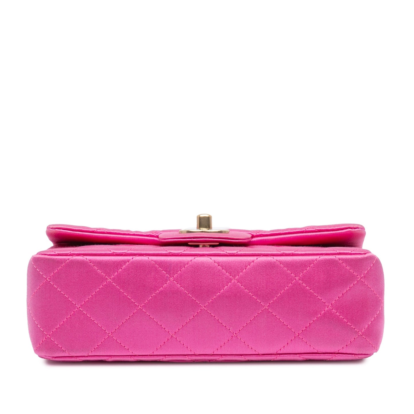 Pink Chanel Mini Rectangular Classic Satin Single Flap Crossbody Bag