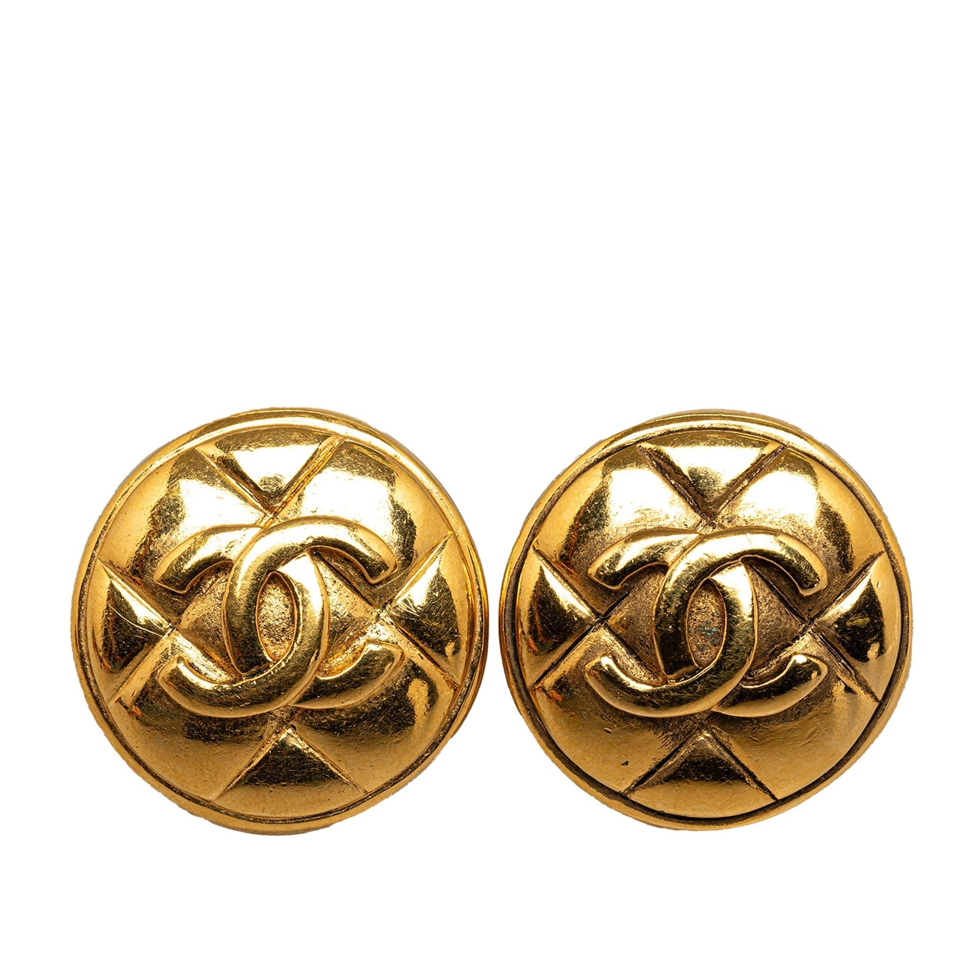 CHANEL CC Quilted Clip On Earrings Costume Earrings