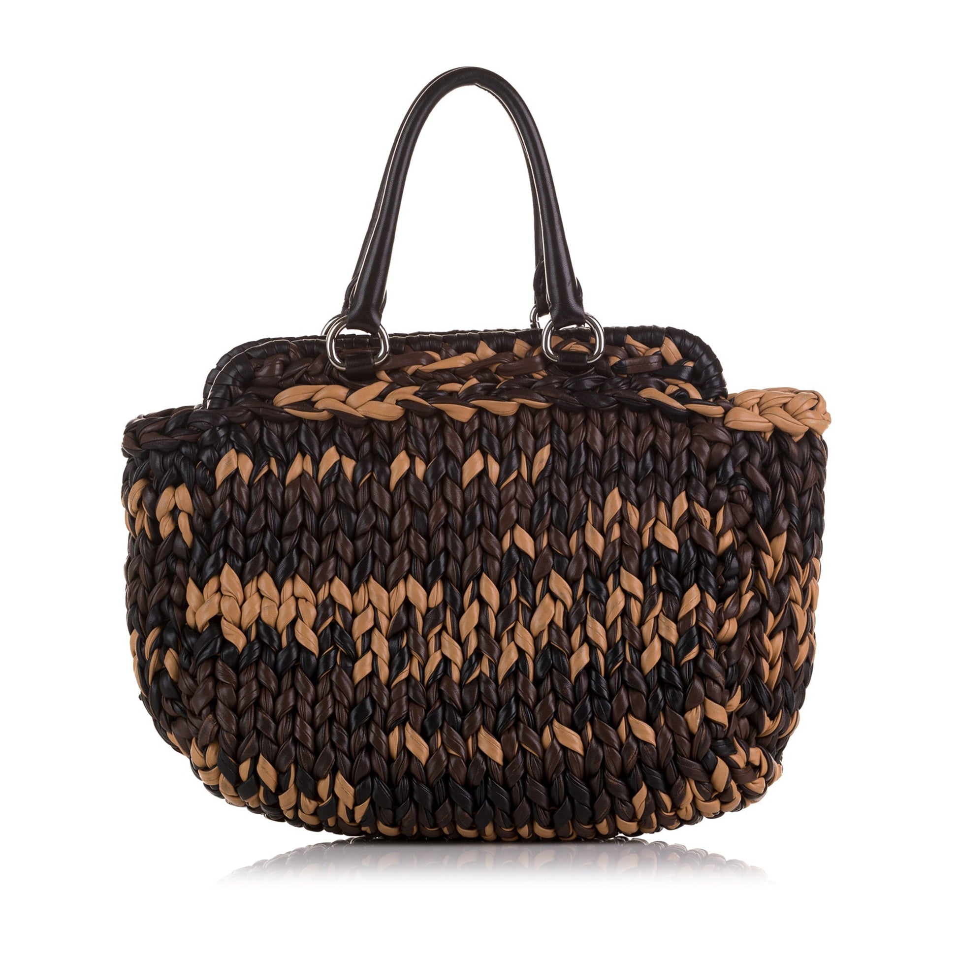 Prada Knit Nappa Tote Bag Brown Nappa Tote Bag