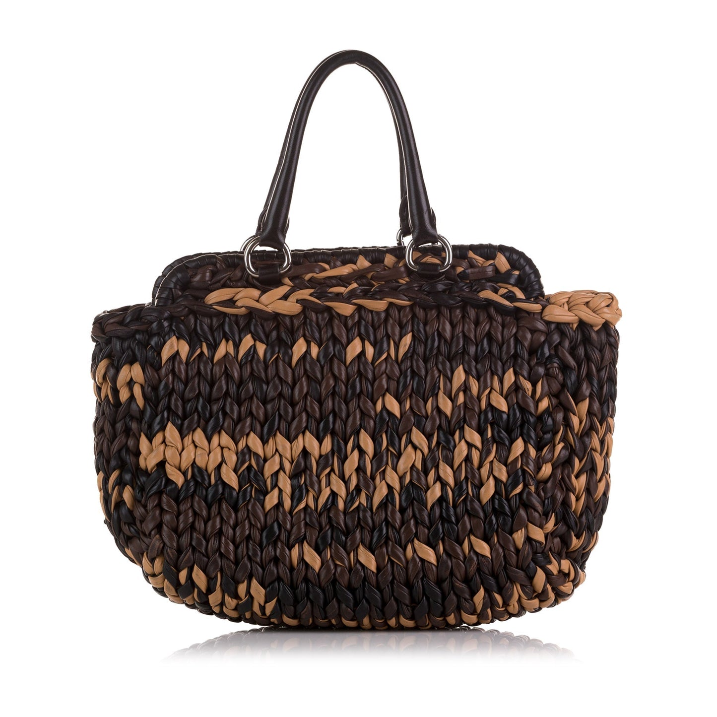 Prada Knit Nappa Tote Bag Brown