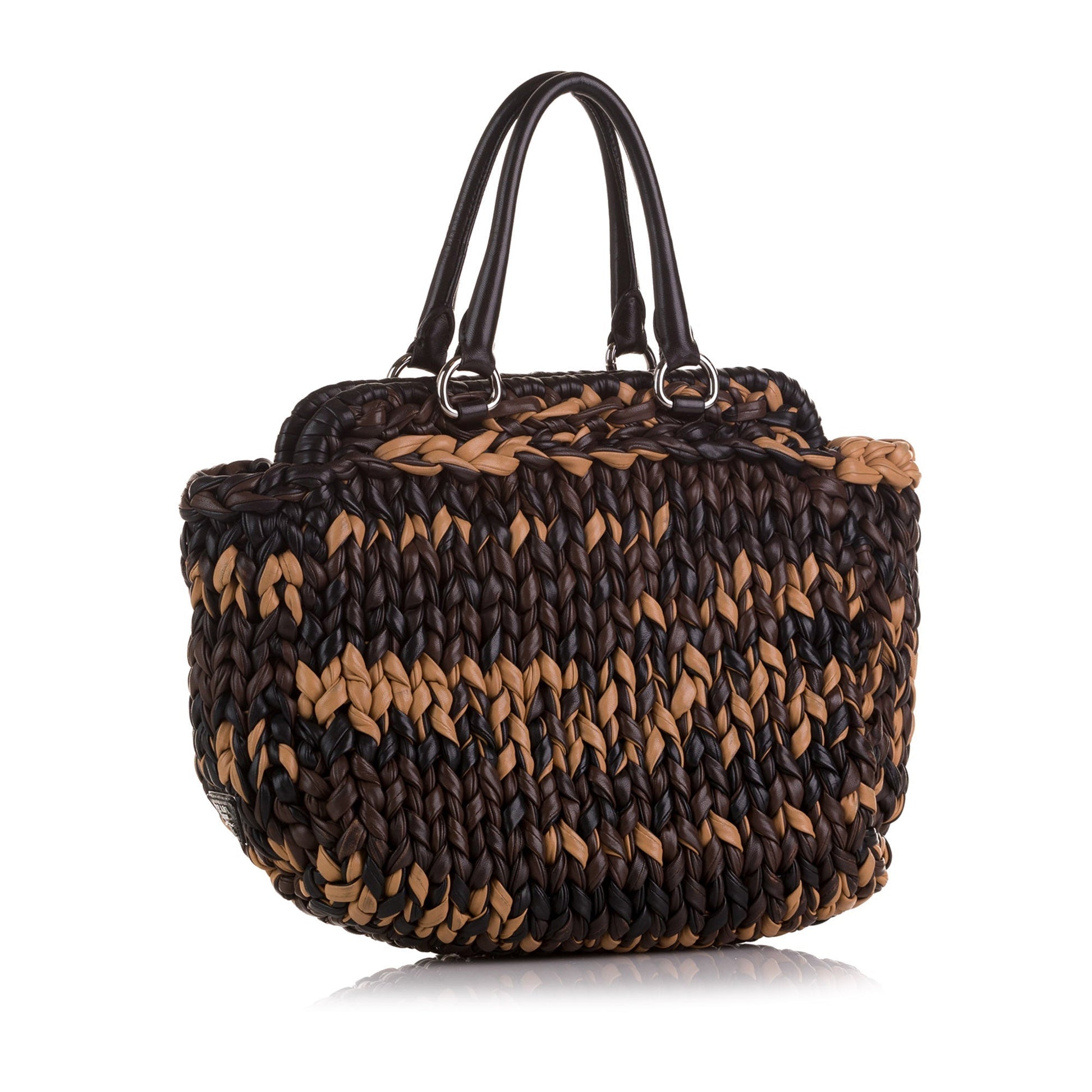 Prada Knit Nappa Tote Bag Brown Nappa Tote Bag