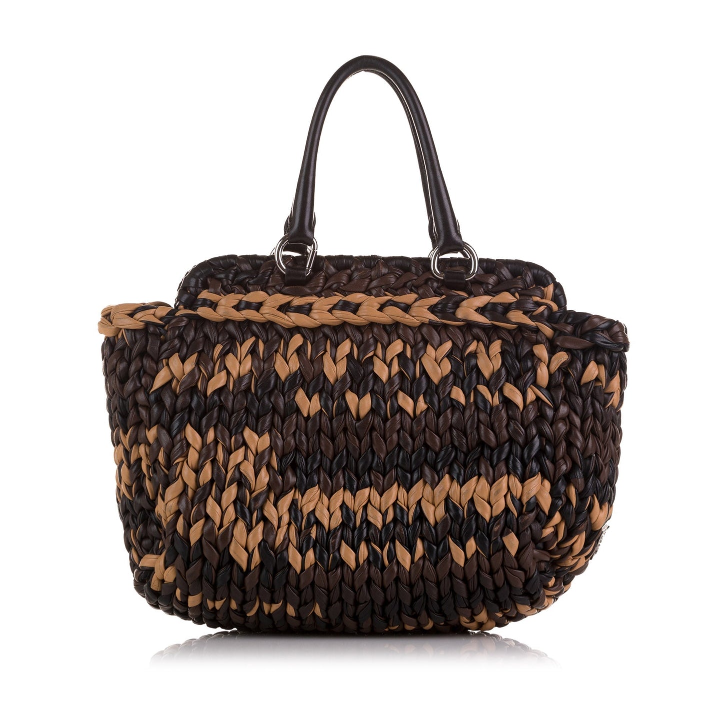 Prada Knit Nappa Tote Bag Brown Nappa Tote Bag