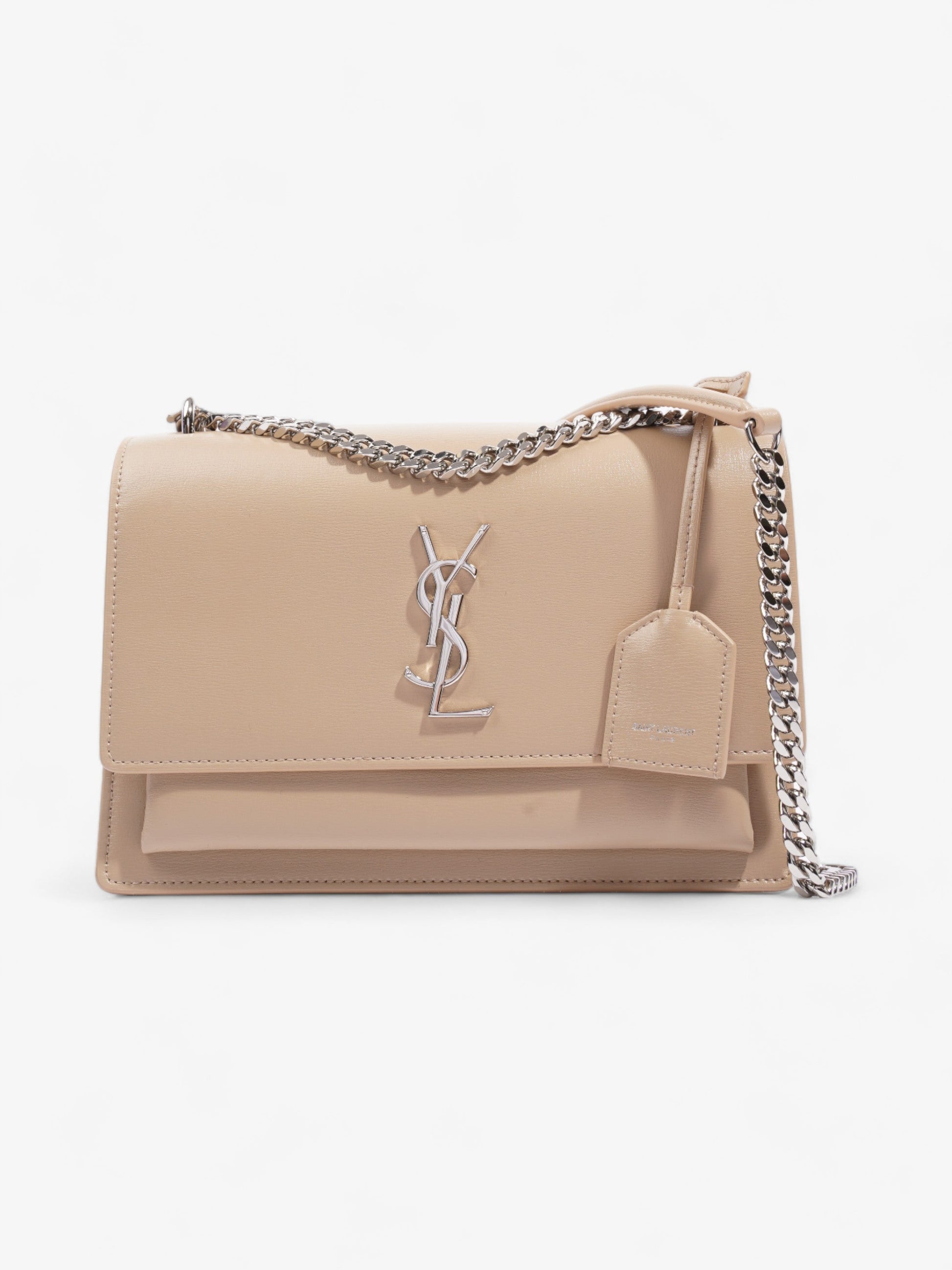 YSL Saint Laurent Sunset Dark Crossbody Bag Leather Beige Medium