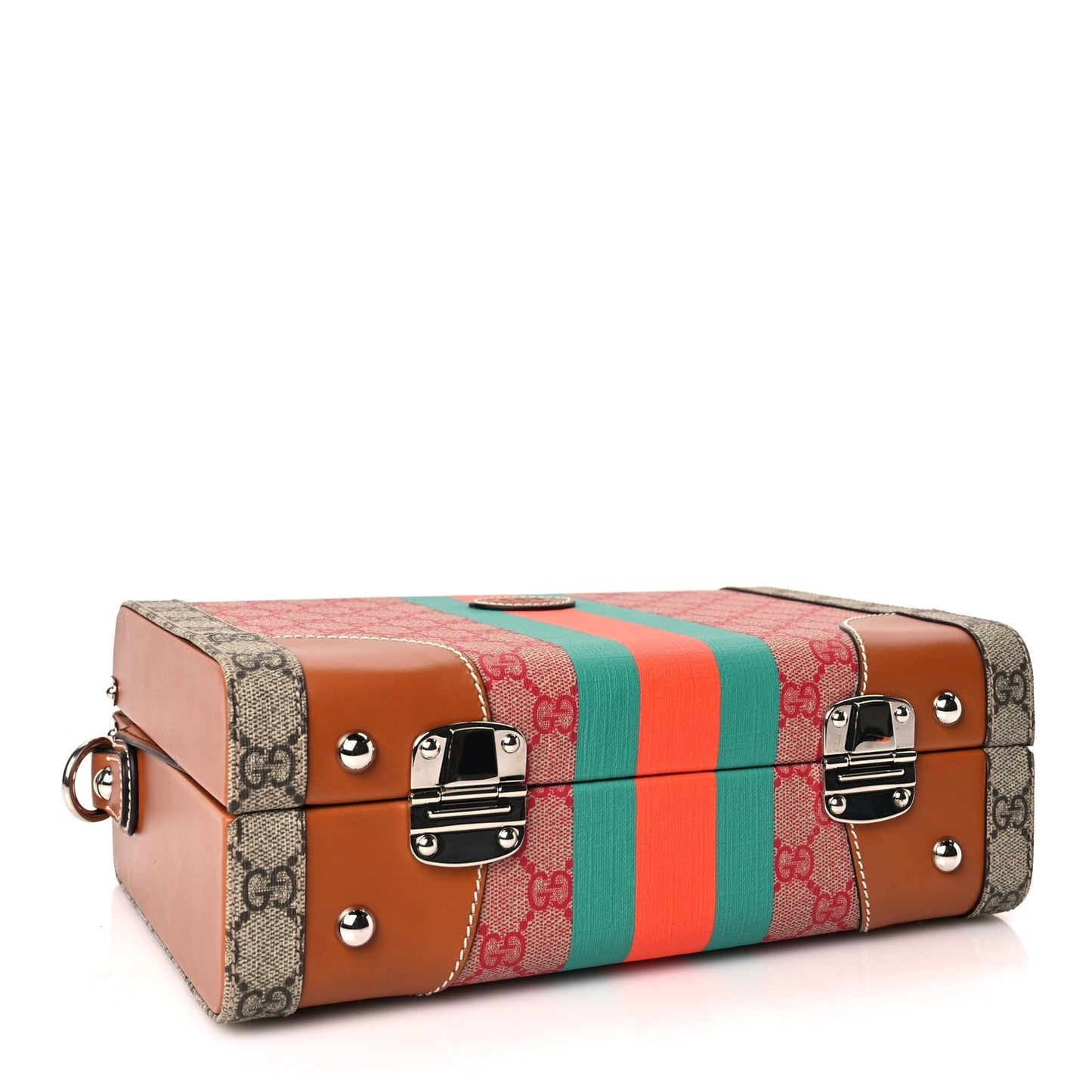 Gucci X DANS LE VERT GG Supreme Monogram Cuoio Web Mini Retro Interlocking G Beauty Case Beige Rosso Ebony Harness Brown
