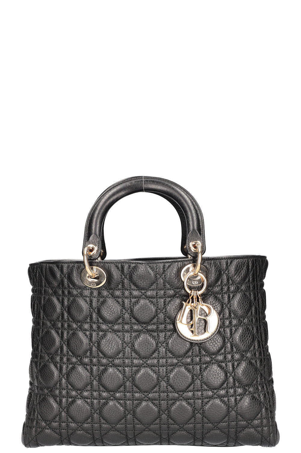 Dior Handbag Lady Bag Grained Calfskin Quilted Black