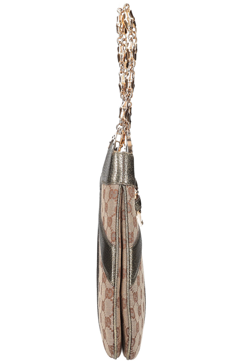 GUCCI Bamboo Chain Shoulder Bag GG Canvas