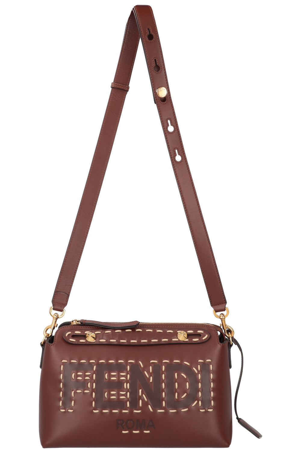 Fendi Crossbody Bag By The Way Stitching Brown Medium Logo