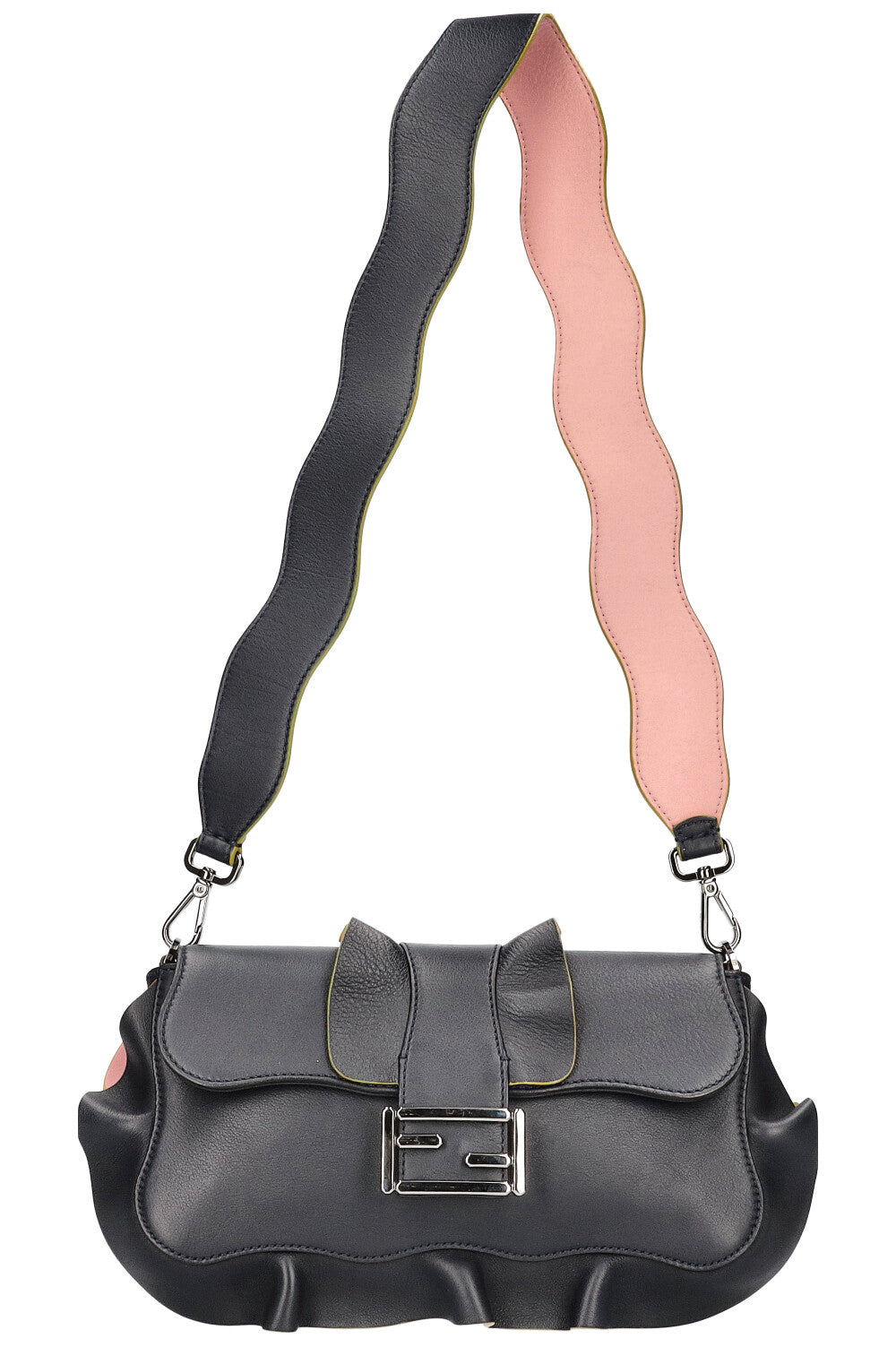 Fendi Crossbody Bag Wave Baguette Midnight Blue Shoulder Bag