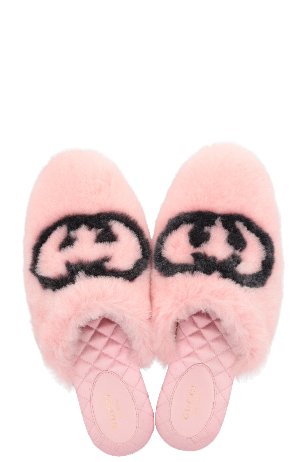 GUCCI GG Interlocking Flats Shearling Pink