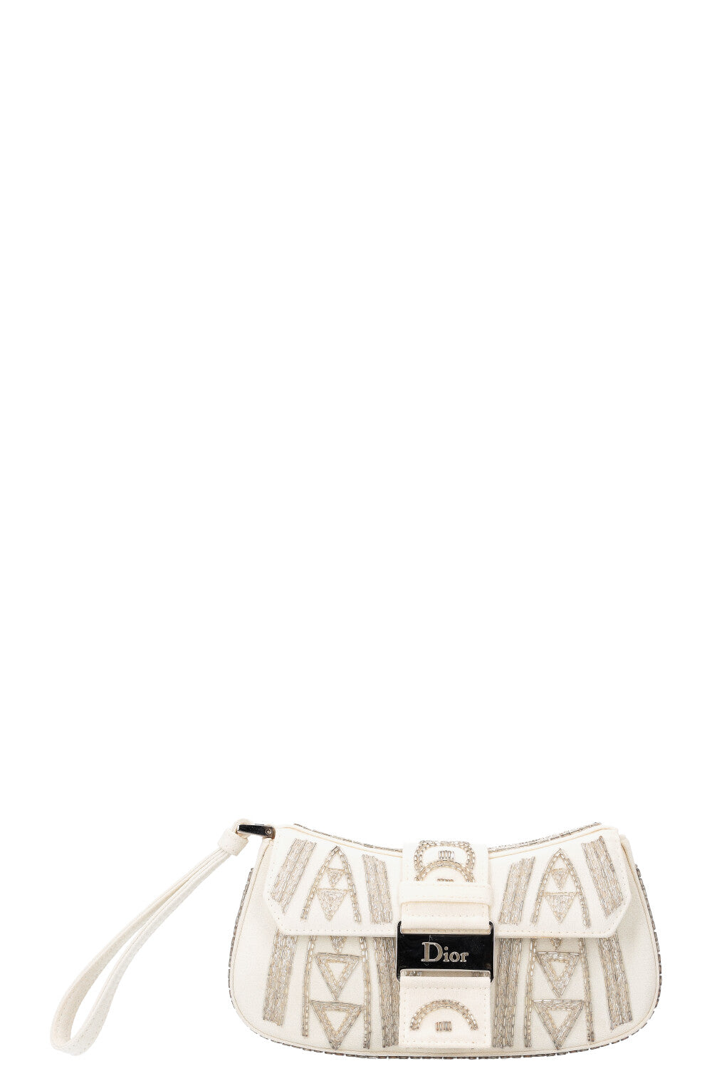 Dior Clutch Bag Columbus Clutch White Embroidered