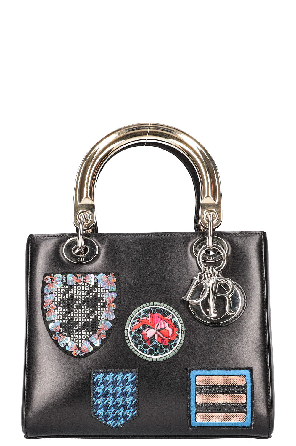 Dior Handbag Lady Bag with Embroidery Black