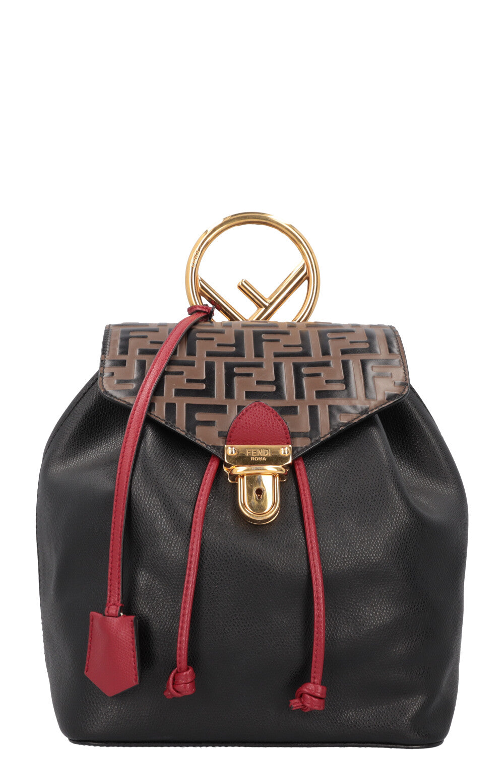 Fendi Backpack Zucca Print Leather Black