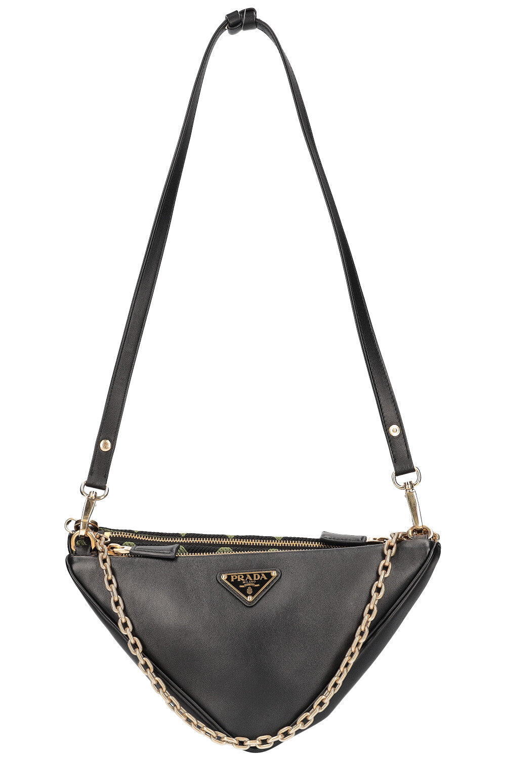 Prada Double Triangle Bag & Fabric Leather Handbag