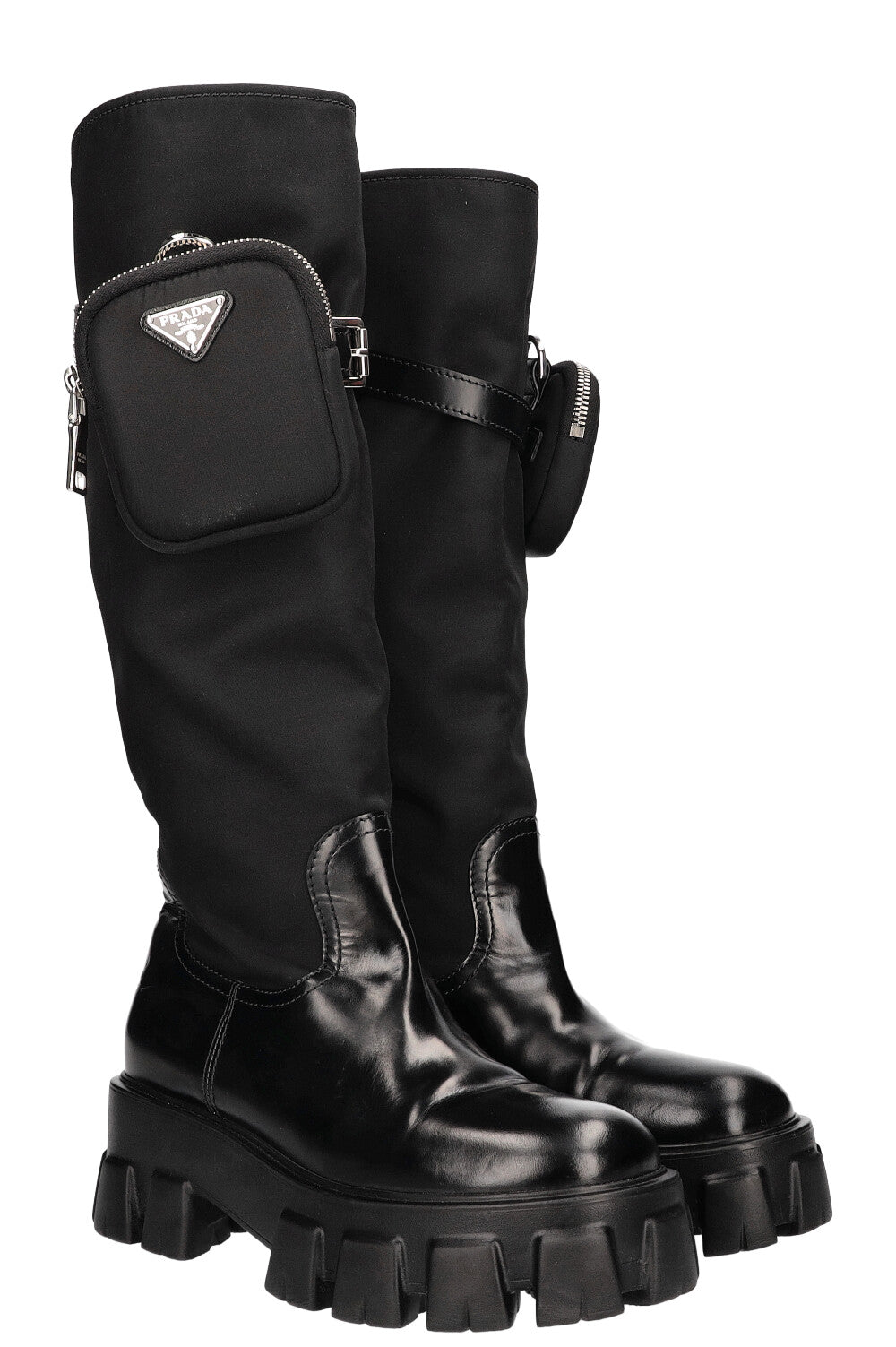 Prada Monolith High Boots 2 Nylon Black Shoes