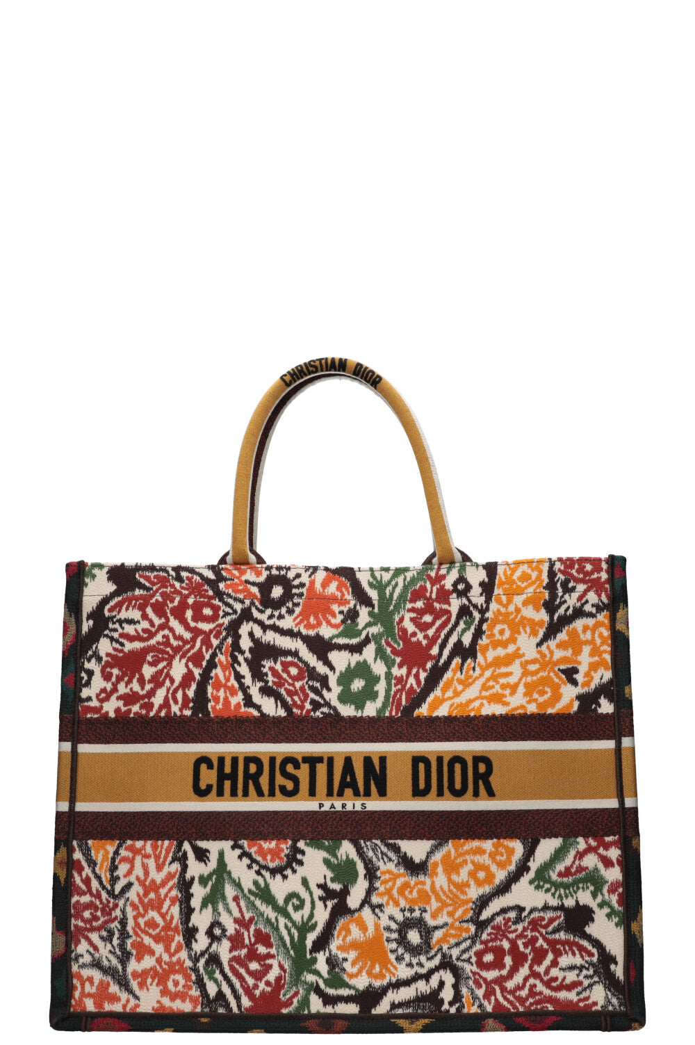 Dior Tote Bag Paisley Book Tote Brown Orange Large