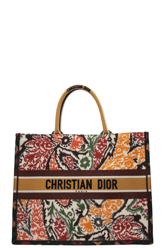 Dior Tote Bag Paisley Book Tote Brown Orange Large