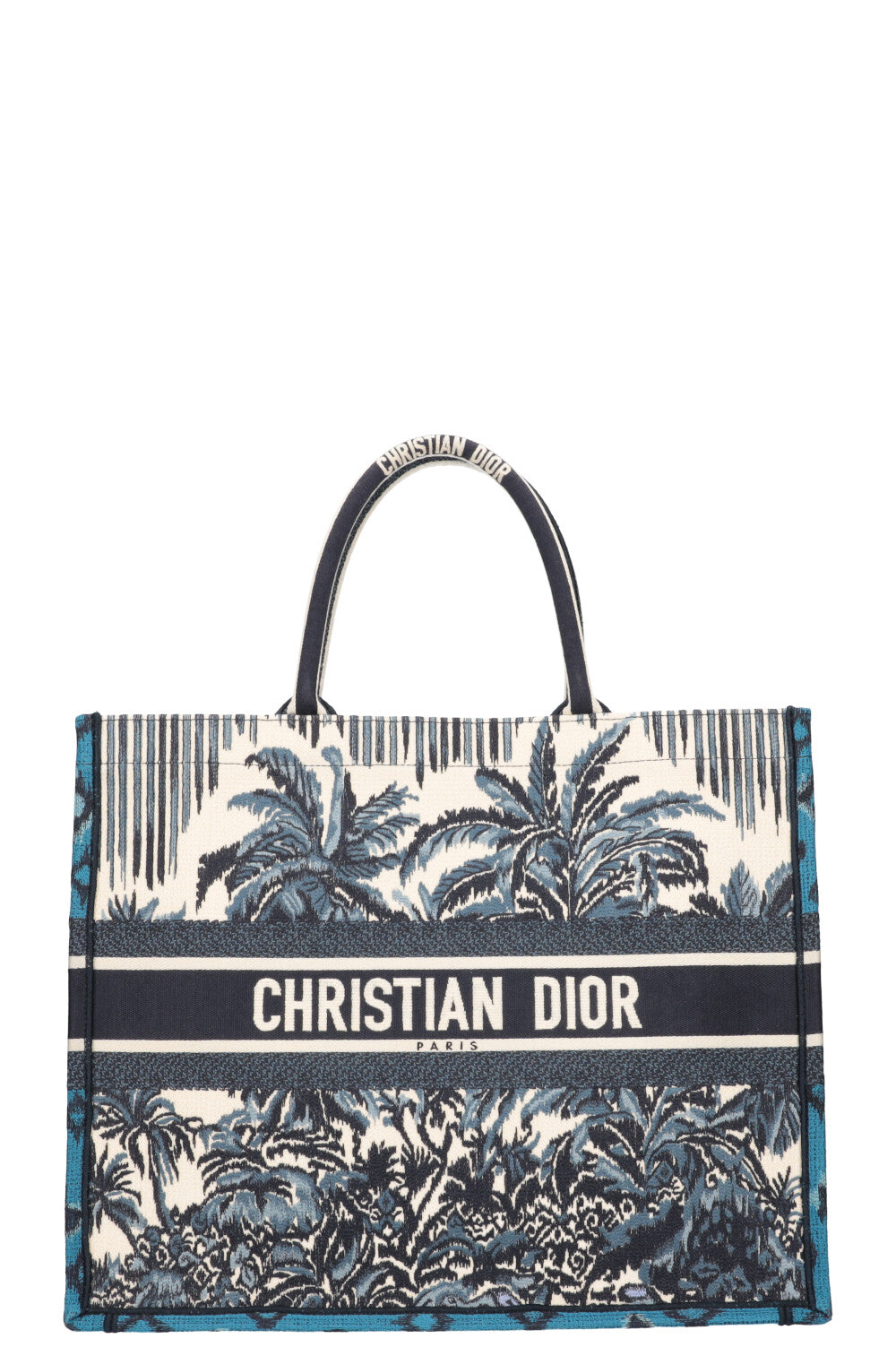 Dior Tote Bag Palm Tree Book Tote Blue Large