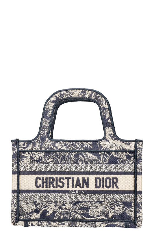 Dior Tote Bag Book Tote Toile de Jouy Reverse Blue Mini