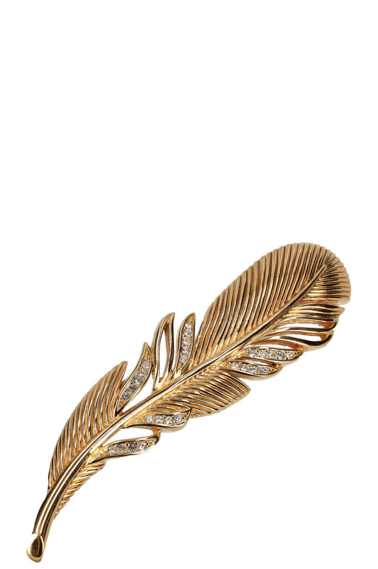 Dior Feather Brooch Gold Handbag