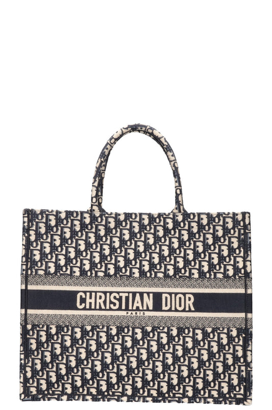 Dior Book Tote Oblique Blue Large Tote Bag
