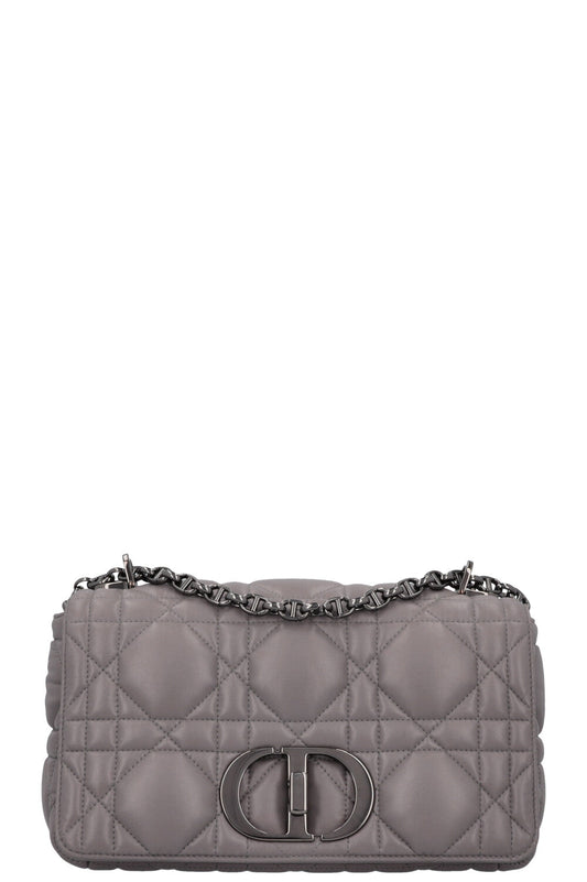 Dior Crossbody Bag Caro Bag Macrocannage Calfskin Grey Gray