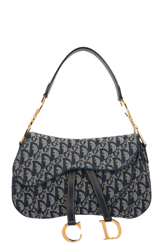 Dior Double Saddle Bag Oblique Blue Handbag