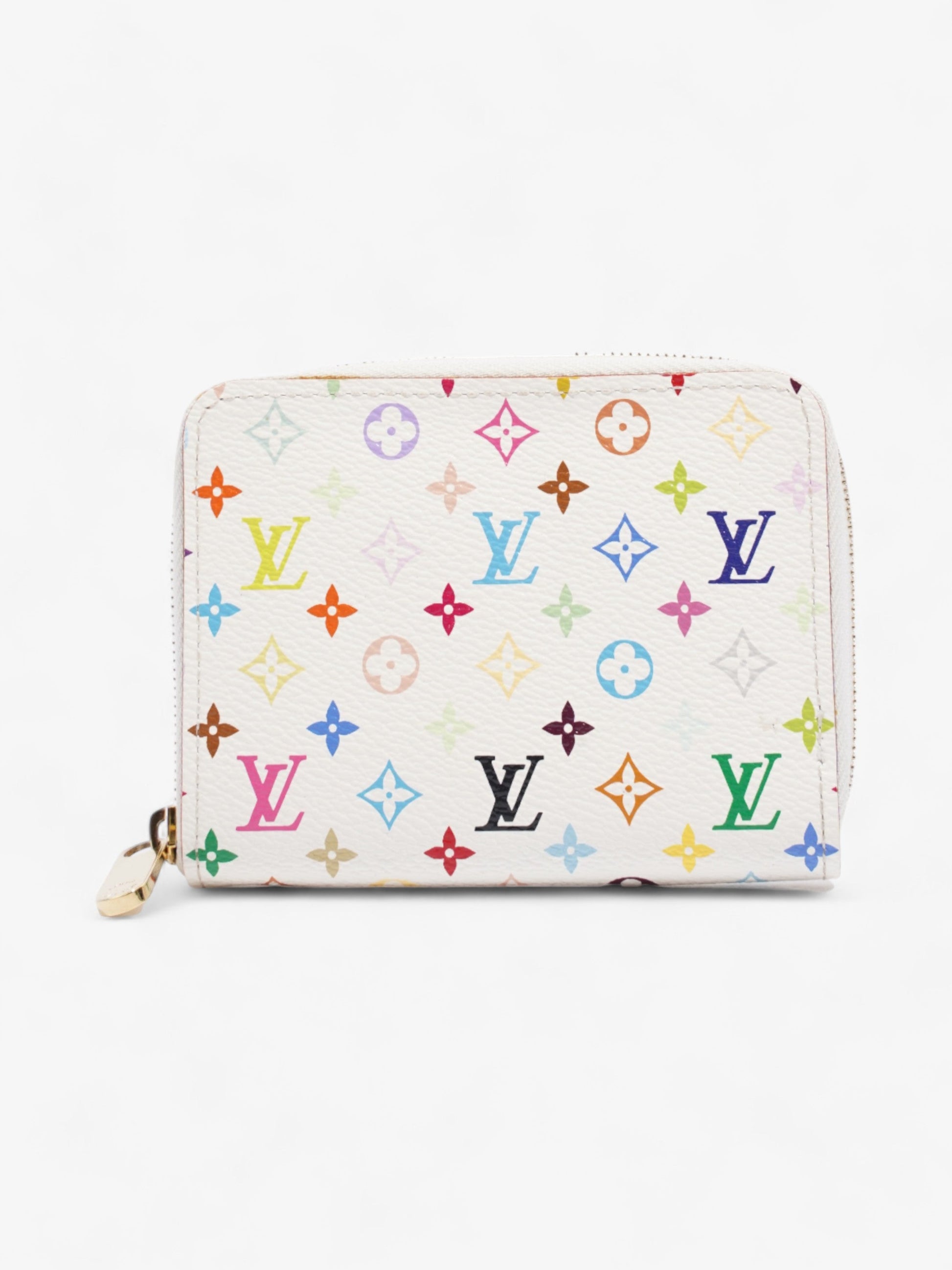 Louis Vuitton Takashi Murakami Zippy Coin Calfskin Leather Monogram Multicolour White Wallet Case