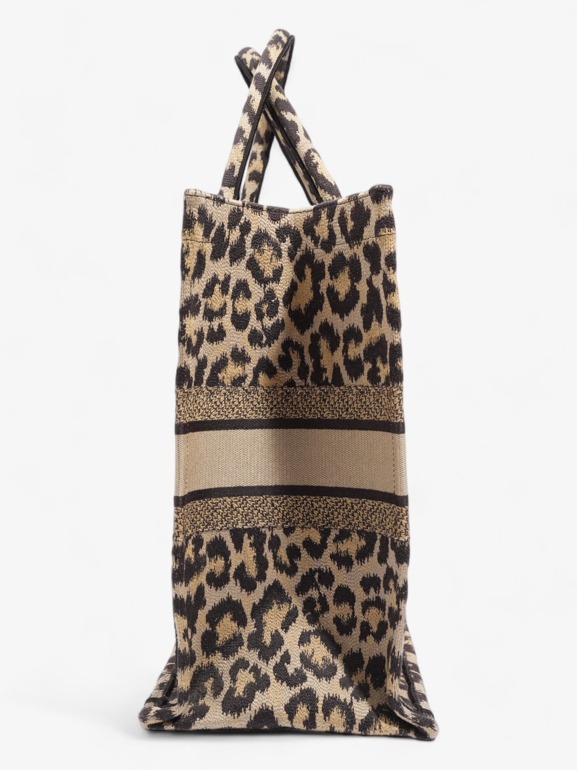 Dior Christian Book Tote Leopard Print Canvas Large Tote Bag
