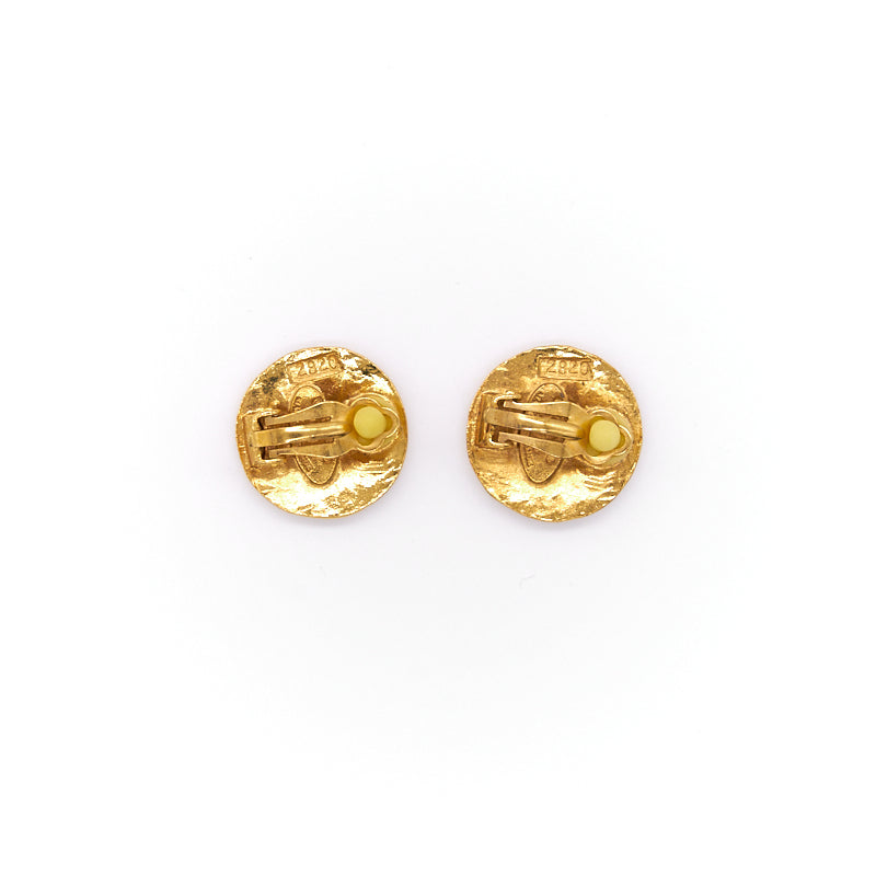 Chanel   Engraved Gold Tone Clip-On Earrings