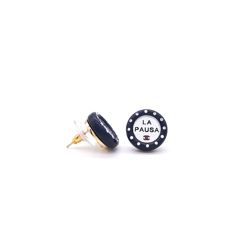 Chanel   La Pausa Silver Tone stud Earrings