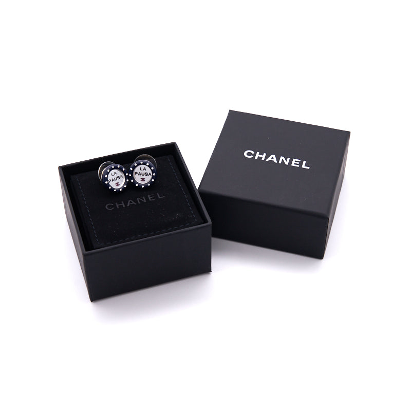 Chanel   La Pausa Silver Tone stud Earrings