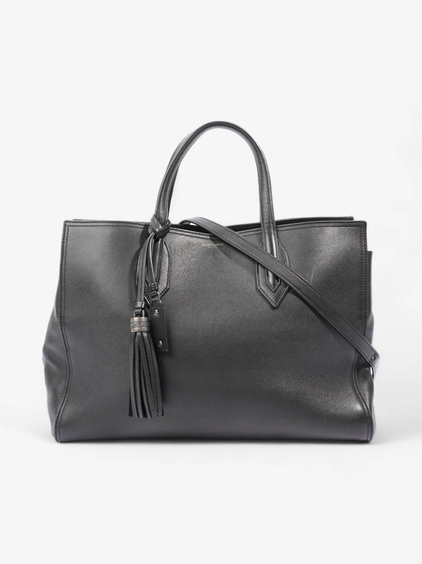 YSL Saint Laurent Amber Tote Leather Black Medium Shoulder Bag