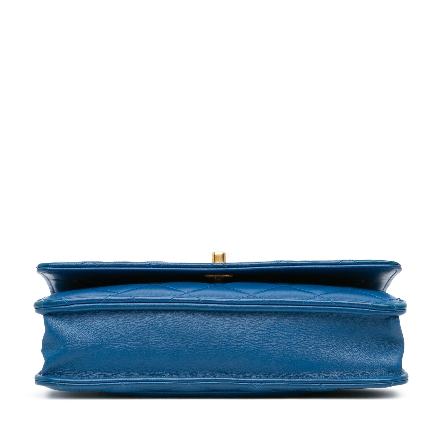 Blue Chanel Lambskin Pearl Crush Wallet On Chain Crossbody Bag