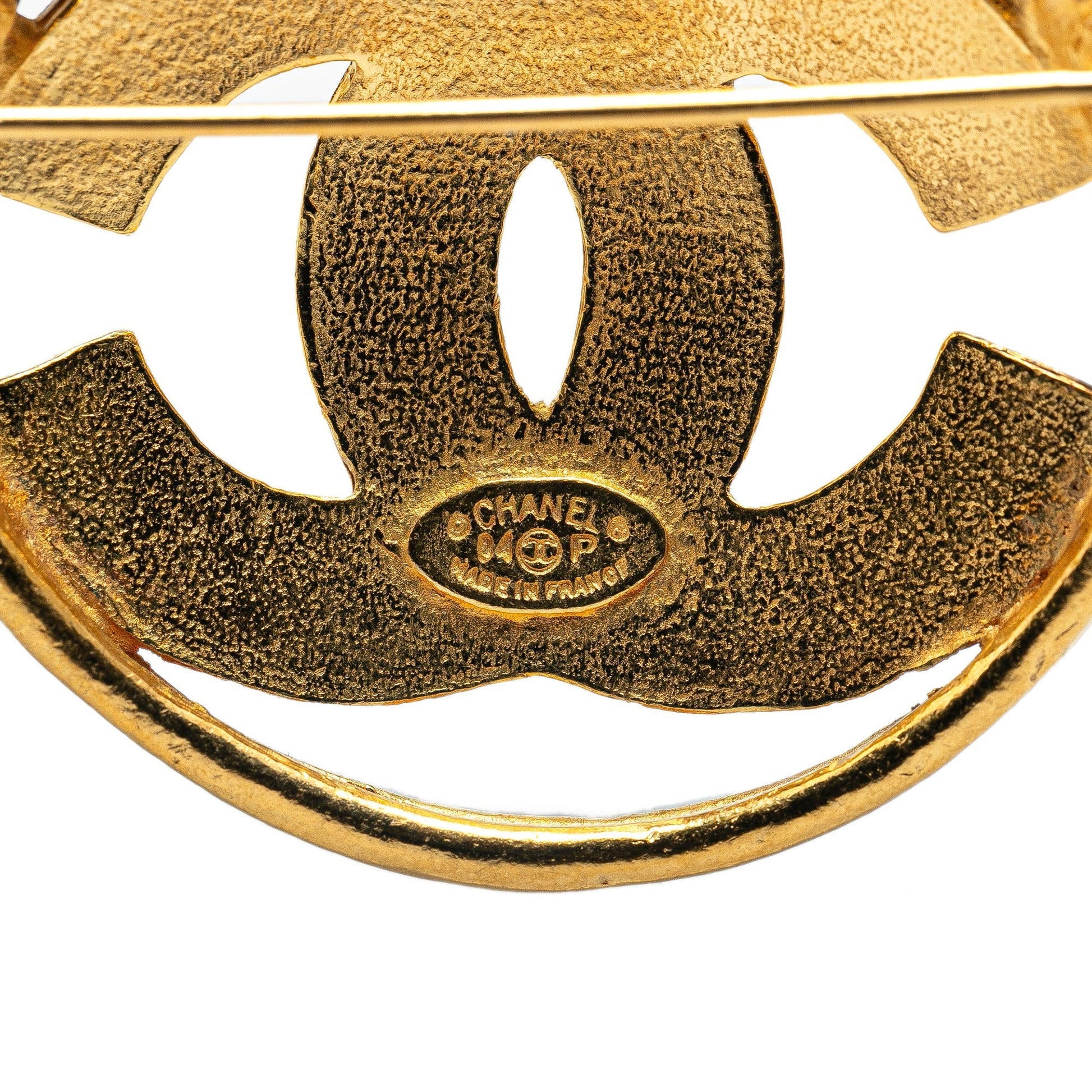 Gold Chanel Gold Plated CC Brooch