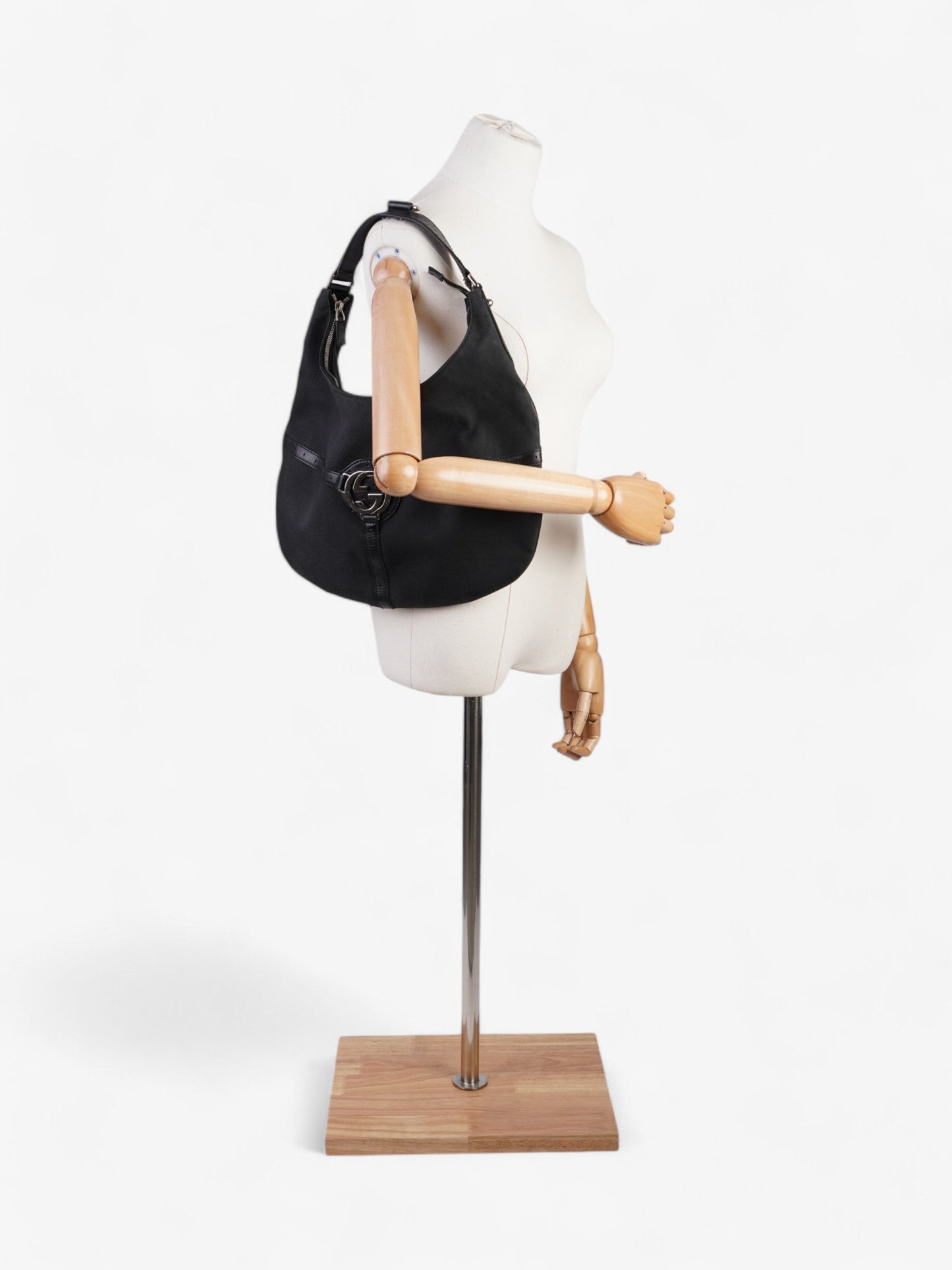 Gucci Reins Hobo Canvas Black Shoulder Bag
