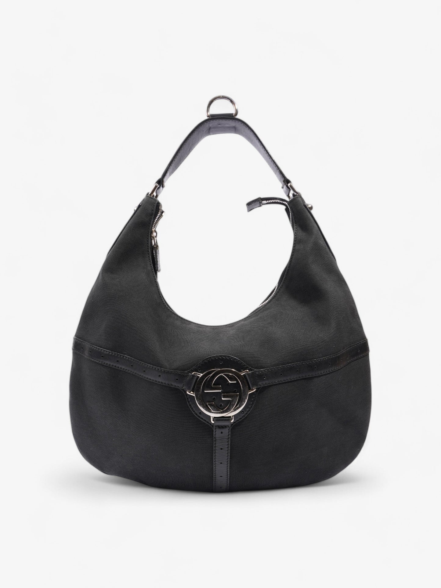 Gucci Reins Hobo Canvas Black Shoulder Bag