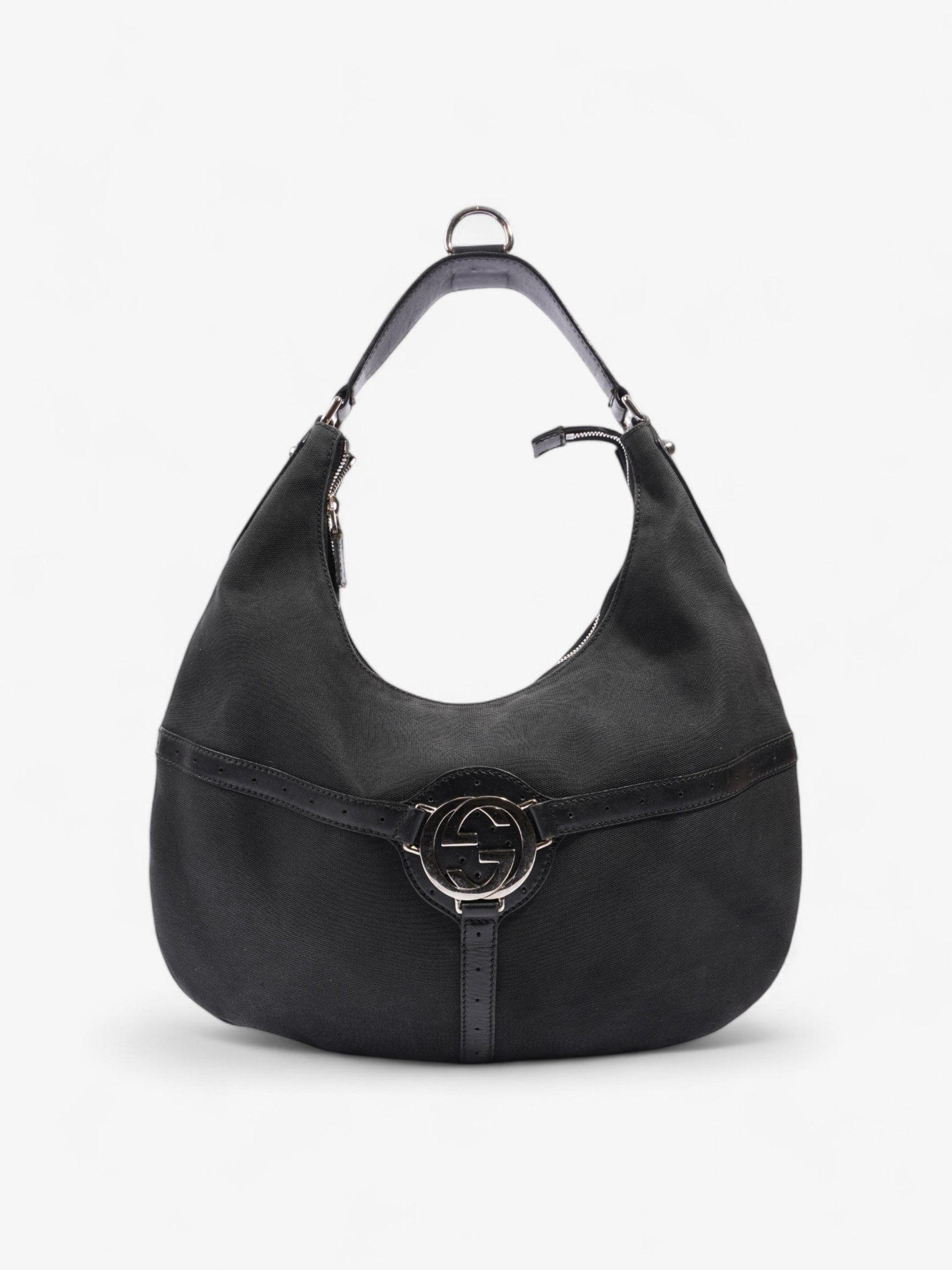 Gucci Reins Hobo Canvas Black Shoulder Bag
