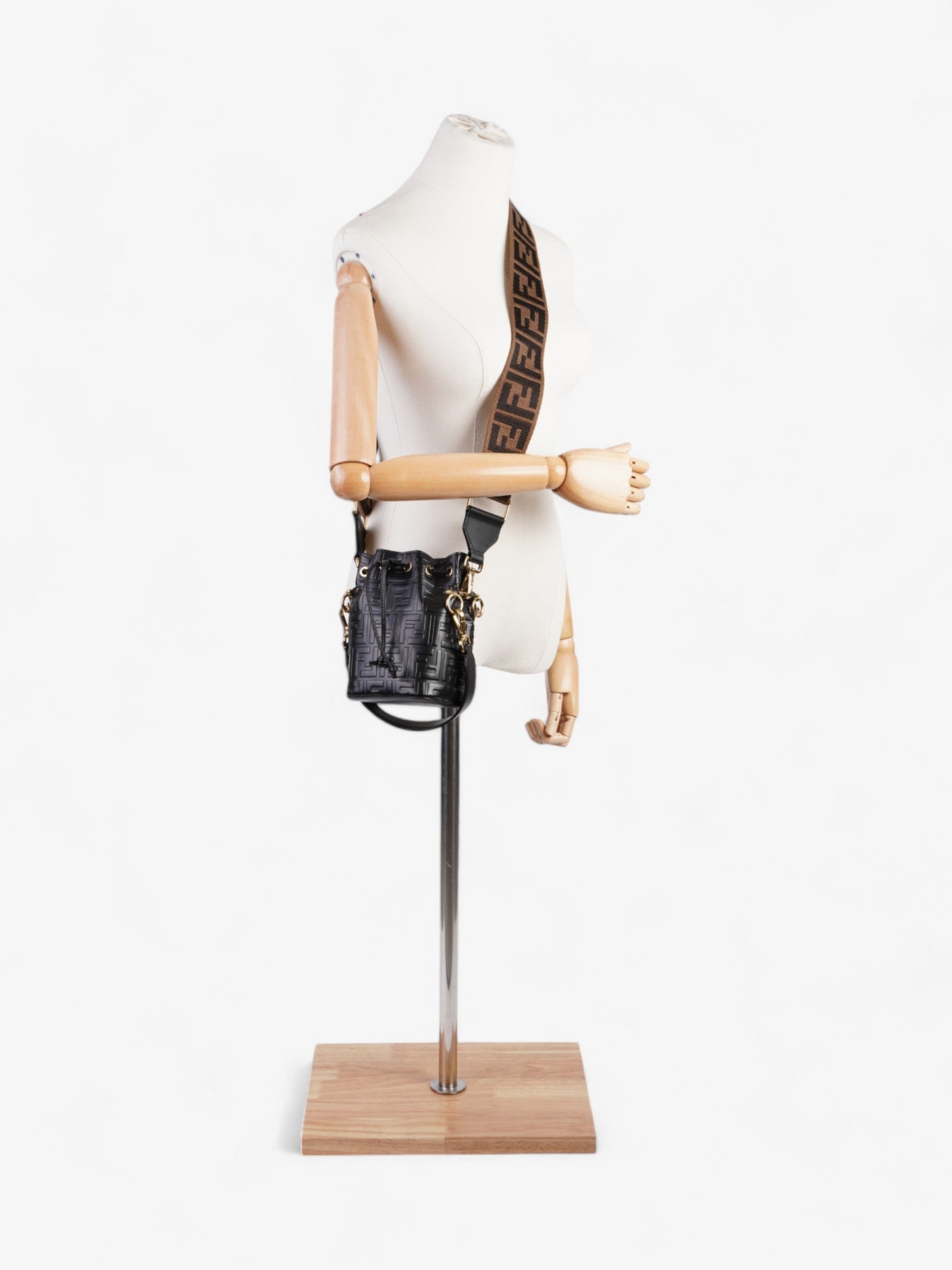 Fendi Mon Tresor Calfskin Bag Leather Black Small Bucket Bag