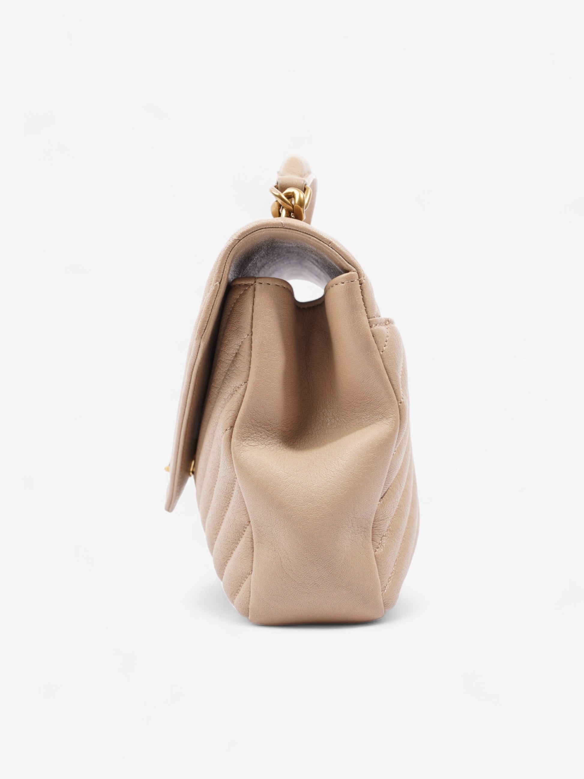 YSL Saint Laurent College Bag Leather Beige Medium Shoulder Bag