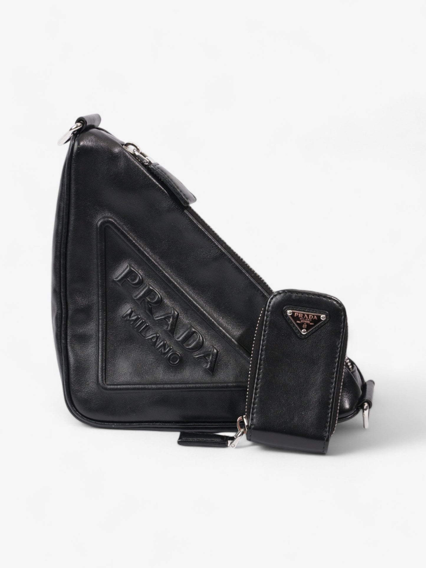 Prada Triangle Crossbody Bag Leather Black Small