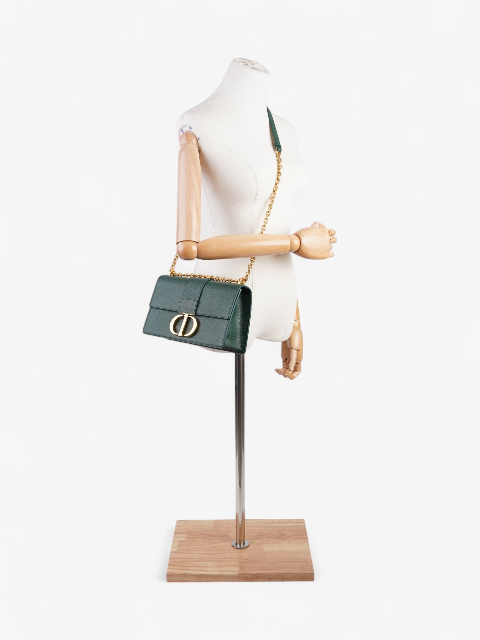 Dior Christian Montaigne Calfskin Shoulder Bag Leather Green